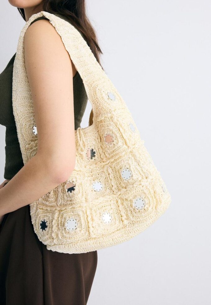 Bolso de hombro grande con espejos