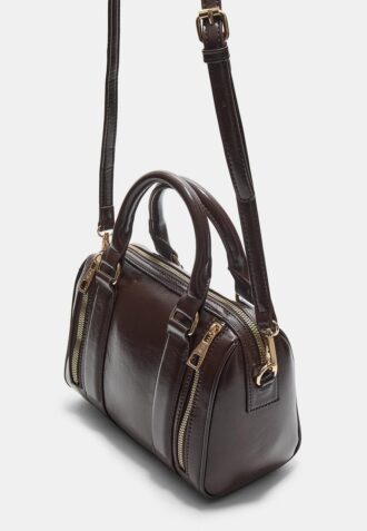 Bolso de imitación de piel con cremalleras