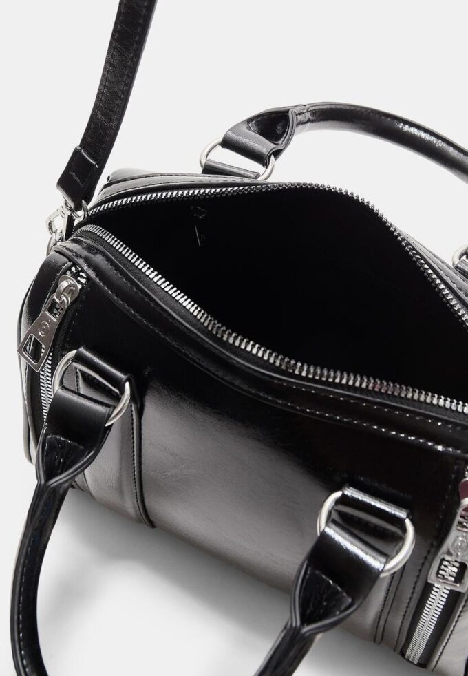 Bolso de imitación de piel con cremalleras
