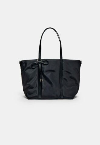 Bolso shopper de tela con lazo
