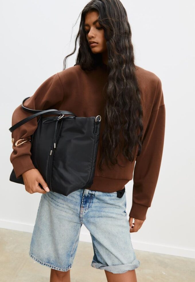 Bolso shopper de tela con lazo Bolso shopper de tela con lazo