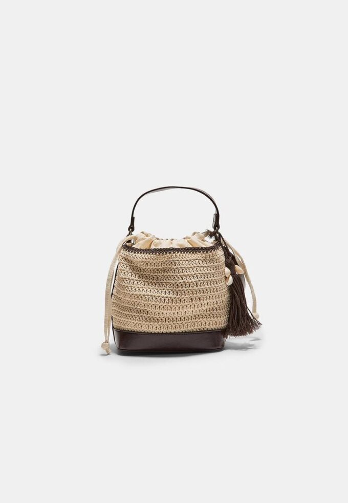 Bolso tipo cubo combinado de ganchillo Bolso tipo cubo combinado de ganchillo