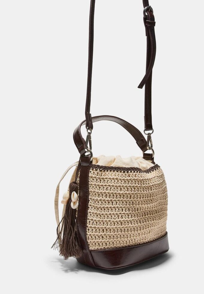 Bolso tipo cubo combinado de ganchillo Bolso tipo cubo combinado de ganchillo
