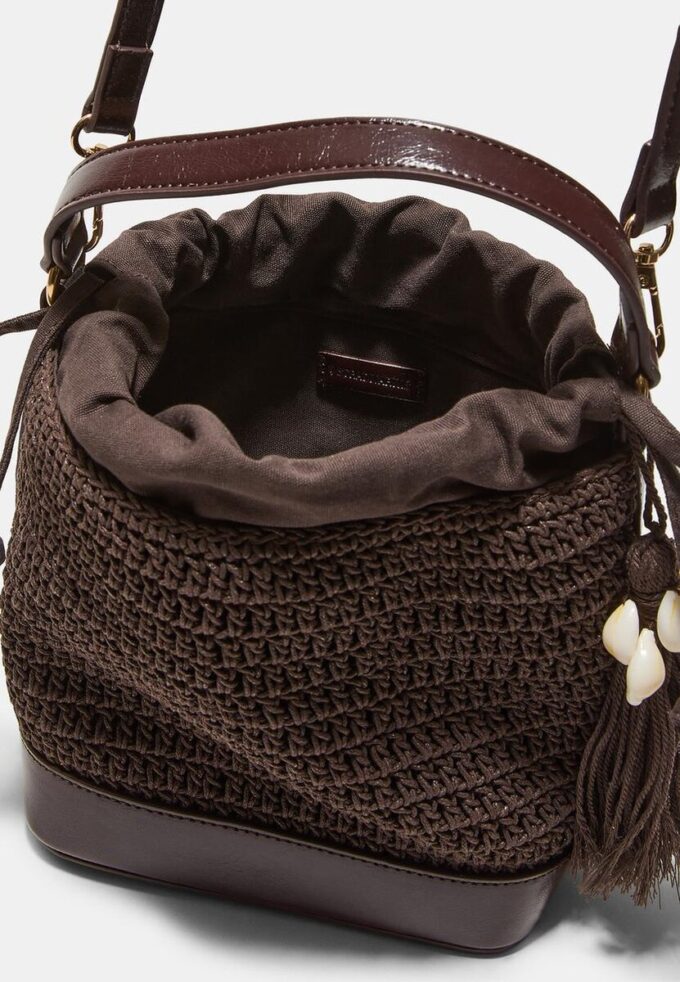 Bolso tipo cubo combinado de ganchillo Bolso tipo cubo combinado de ganchillo