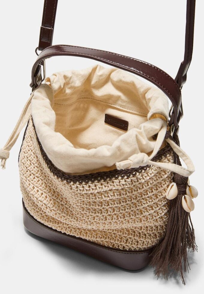 Bolso tipo cubo combinado de ganchillo Bolso tipo cubo combinado de ganchillo