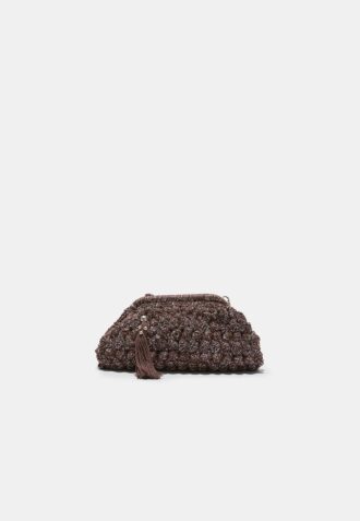 Bolso tipo cubo de ganchillo con hilo metalizado