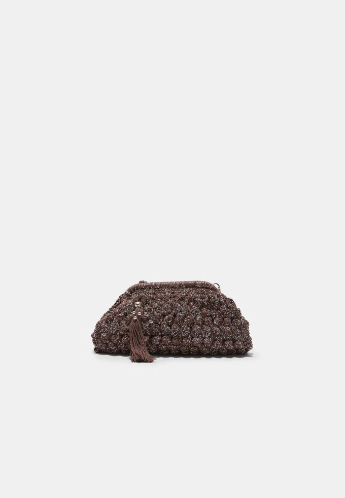 Bolso tipo cubo de ganchillo con hilo metalizado Bolso tipo cubo de ganchillo con hilo metalizado