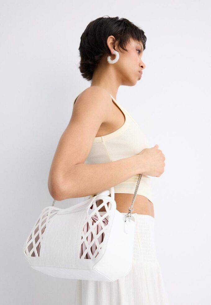 Bolso tote combinado tipo cesta Bolso tote combinado tipo cesta