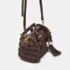 Bolso tote redondo de ganchillo Bolso tote redondo de ganchillo