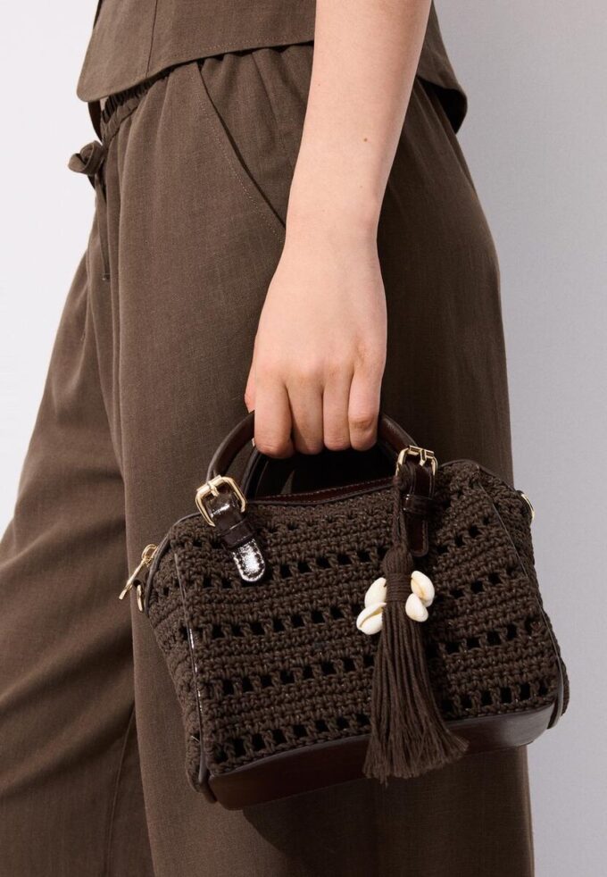 Bolso tote redondo de ganchillo Bolso tote redondo de ganchillo