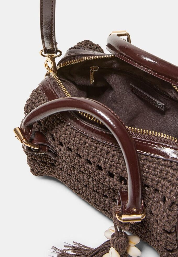 Bolso tote redondo de ganchillo Bolso tote redondo de ganchillo