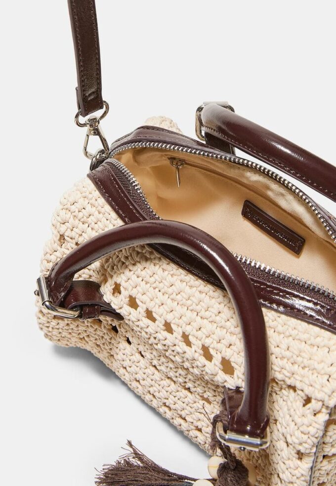 Bolso tote redondo de ganchillo Bolso tote redondo de ganchillo