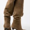 Botas altas de tacón de aguja slouchy de piel