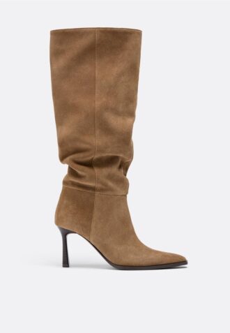 Botas altas de tacón de aguja slouchy de piel