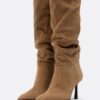 Botas altas de tacón de aguja slouchy de piel
