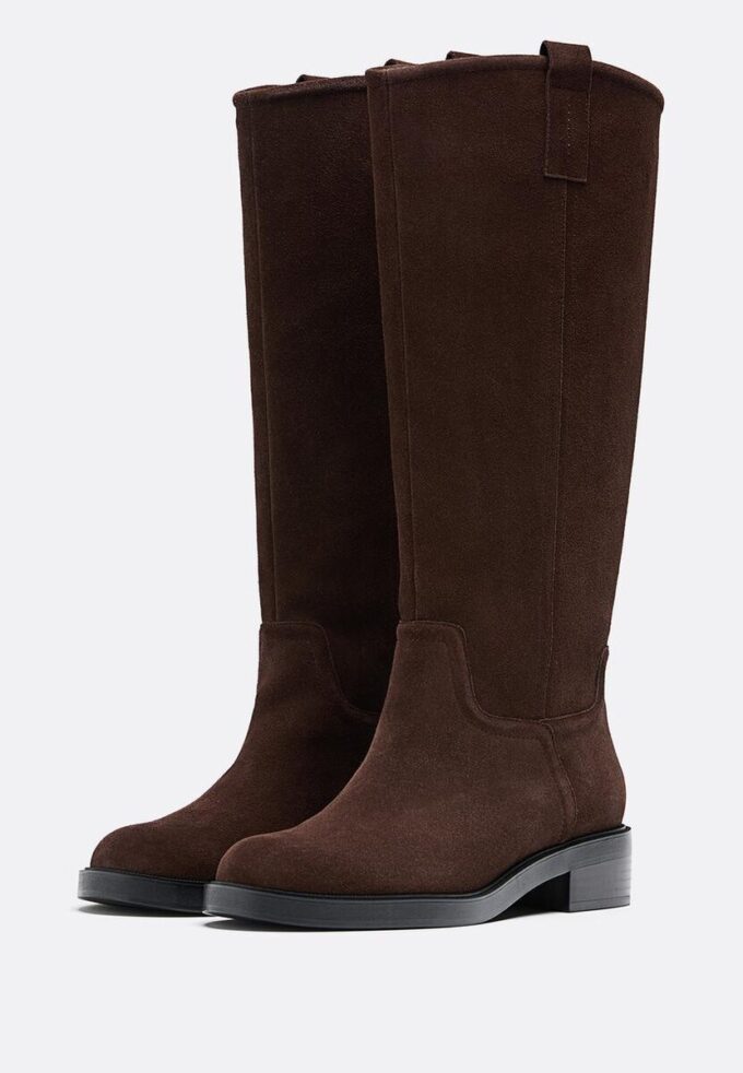 Botas de montar planas de piel Botas de montar planas de piel