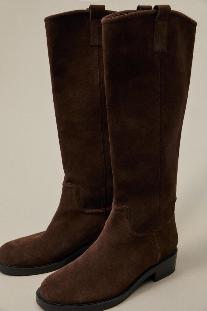 Botas de montar planas de piel Botas de montar planas de piel