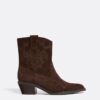 Botines vaqueros de tacón de piel de serraje