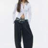 Camisa ajustada de bengalina con doble cremallera Camisa ajustada de bengalina con doble cremallera