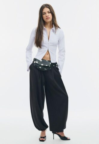 Camisa ajustada de bengalina con doble cremallera