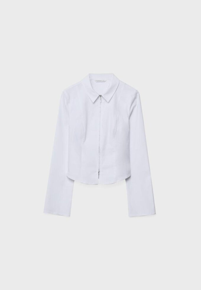 Camisa ajustada de bengalina con doble cremallera Camisa ajustada de bengalina con doble cremallera