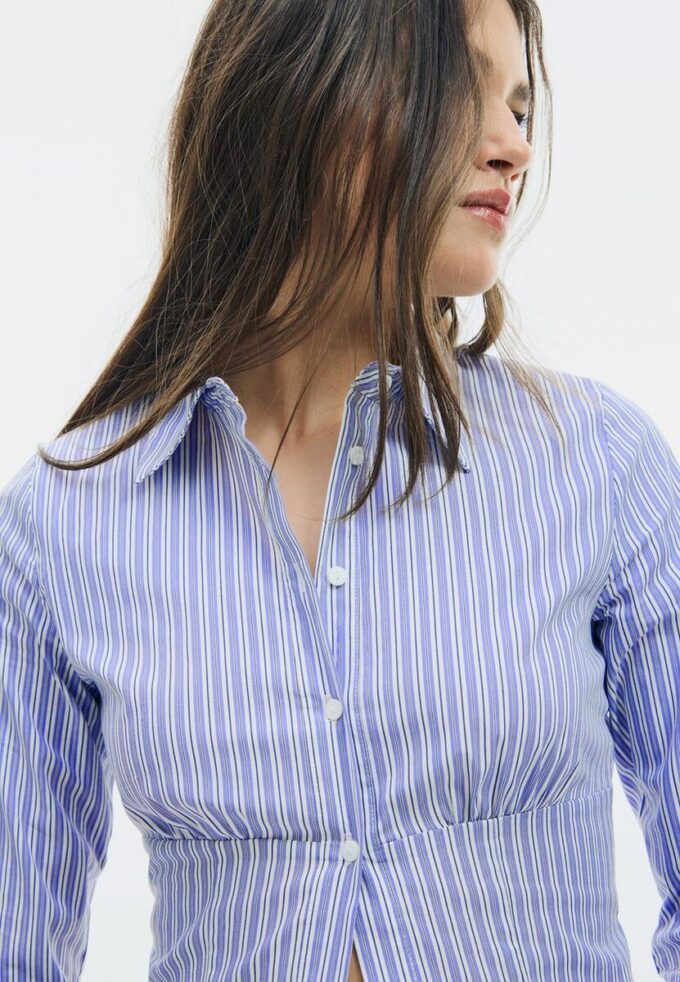 Camisa entallada con costura bajo el pecho Camisa entallada con costura bajo el pecho