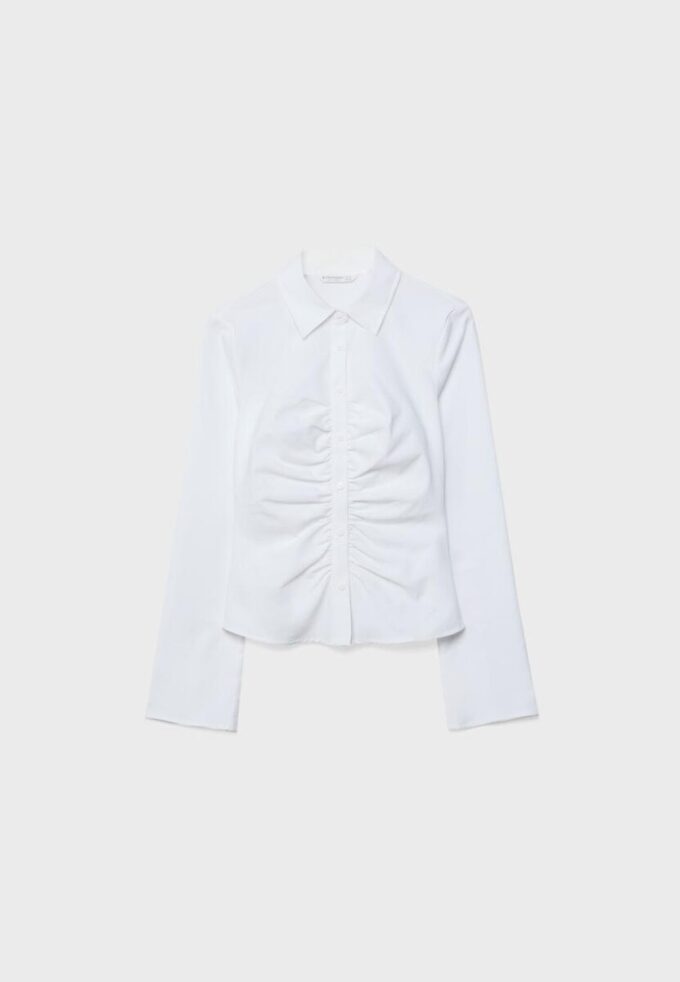 Camisa fruncida de bengalina Camisa fruncida de bengalina