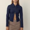 Camisas ajustadas de denim bengalina con doble cremallera Camisas ajustadas de denim bengalina con doble cremallera