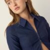 Camisas ajustadas de denim bengalina con doble cremallera Camisas ajustadas de denim bengalina con doble cremallera