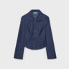 Camisas ajustadas de denim bengalina con doble cremallera Camisas ajustadas de denim bengalina con doble cremallera