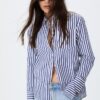 Camisas básicas de popelín a rayas con bolsillo Camisas básicas de popelín a rayas con bolsillo