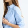 Camisas básicas de popelín a rayas con bolsillo Camisas básicas de popelín a rayas con bolsillo