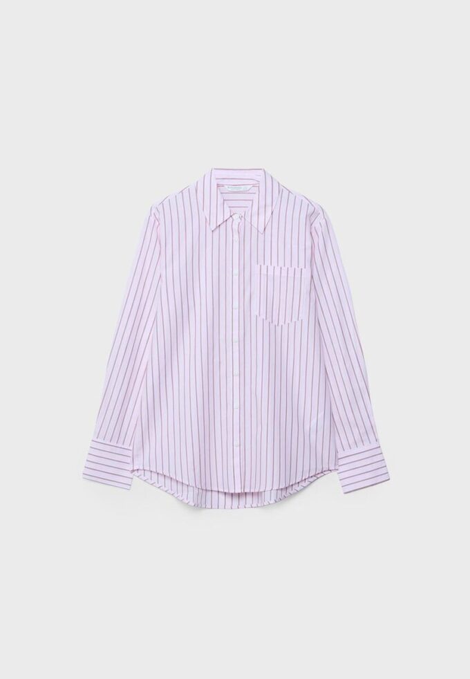 Camisas básicas de popelín a rayas con bolsillo Camisas básicas de popelín a rayas con bolsillo