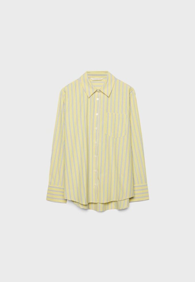 Camisas básicas de popelín a rayas con bolsillo Camisas básicas de popelín a rayas con bolsillo