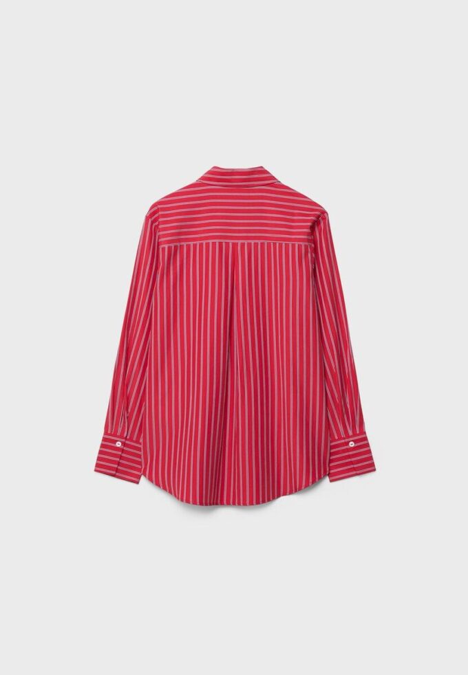 Camisas básicas de popelín a rayas con bolsillo Camisas básicas de popelín a rayas con bolsillo
