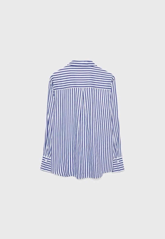 Camisas básicas de popelín a rayas con bolsillo Camisas básicas de popelín a rayas con bolsillo