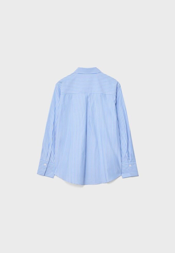 Camisas básicas de popelín a rayas con bolsillo Camisas básicas de popelín a rayas con bolsillo