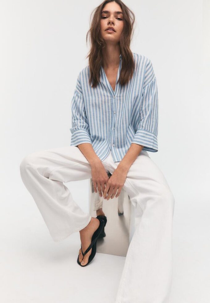 Camisas con mangas kimono efecto lino Camisas con mangas kimono efecto lino
