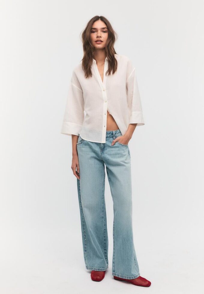 Camisas con mangas kimono efecto lino Camisas con mangas kimono efecto lino
