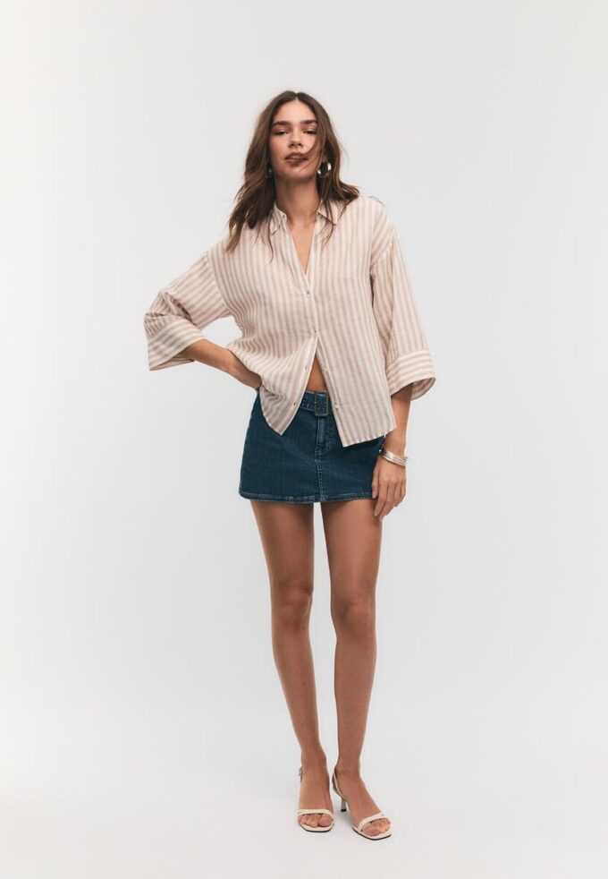 Camisas con mangas kimono efecto lino Camisas con mangas kimono efecto lino
