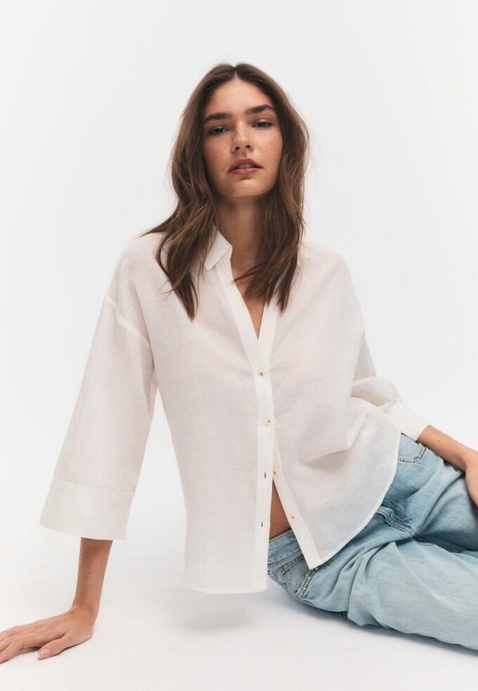 Camisas con mangas kimono efecto lino Camisas con mangas kimono efecto lino