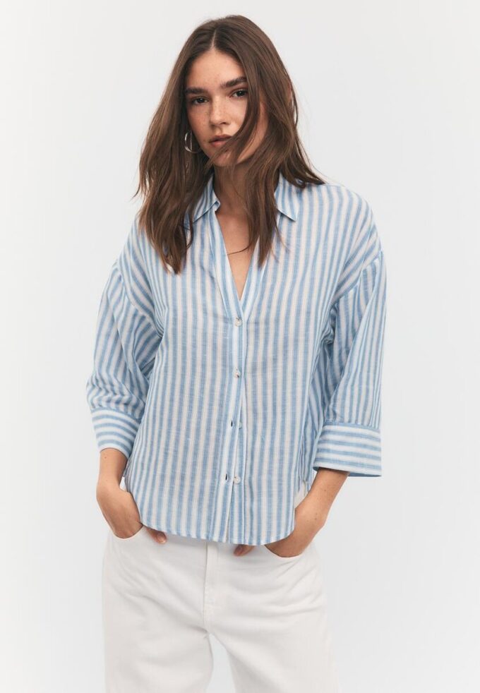 Camisas con mangas kimono efecto lino Camisas con mangas kimono efecto lino