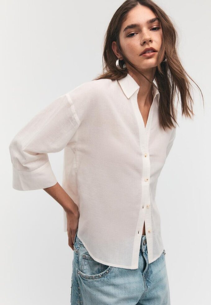 Camisas con mangas kimono efecto lino Camisas con mangas kimono efecto lino