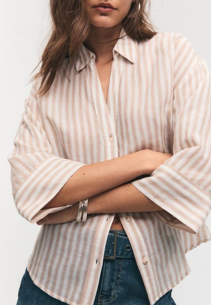 Camisas con mangas kimono efecto lino Camisas con mangas kimono efecto lino