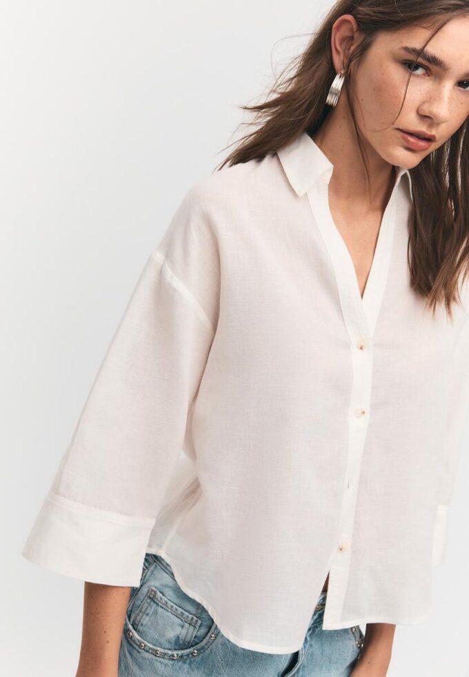 Camisas con mangas kimono efecto lino Camisas con mangas kimono efecto lino