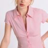 Camisas de manga corta con costura bajo el pecho Camisas de manga corta con costura bajo el pecho