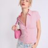Camisas de manga corta con costura bajo el pecho Camisas de manga corta con costura bajo el pecho