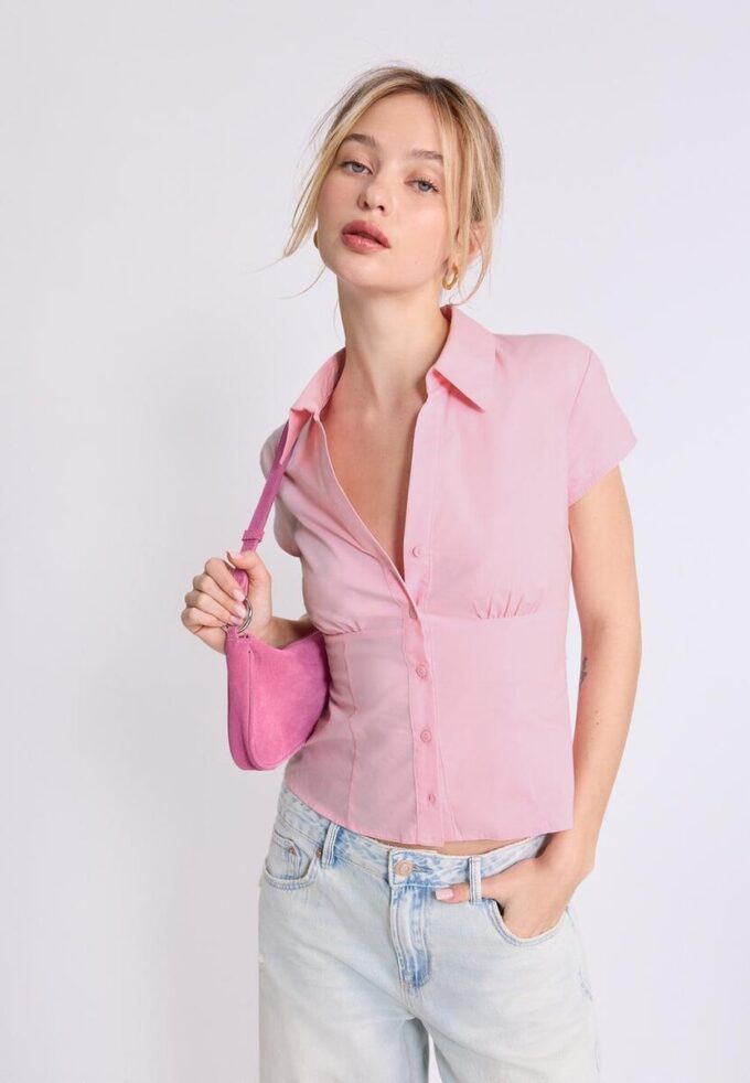 Camisas de manga corta con costura bajo el pecho Camisas de manga corta con costura bajo el pecho