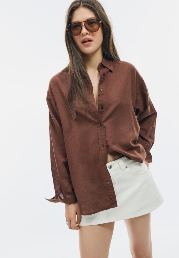 Camisas fluidas con efecto lino Camisas fluidas con efecto lino