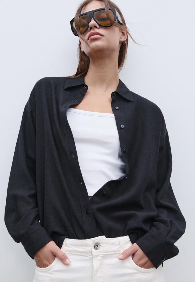 Camisas fluidas con efecto lino Camisas fluidas con efecto lino